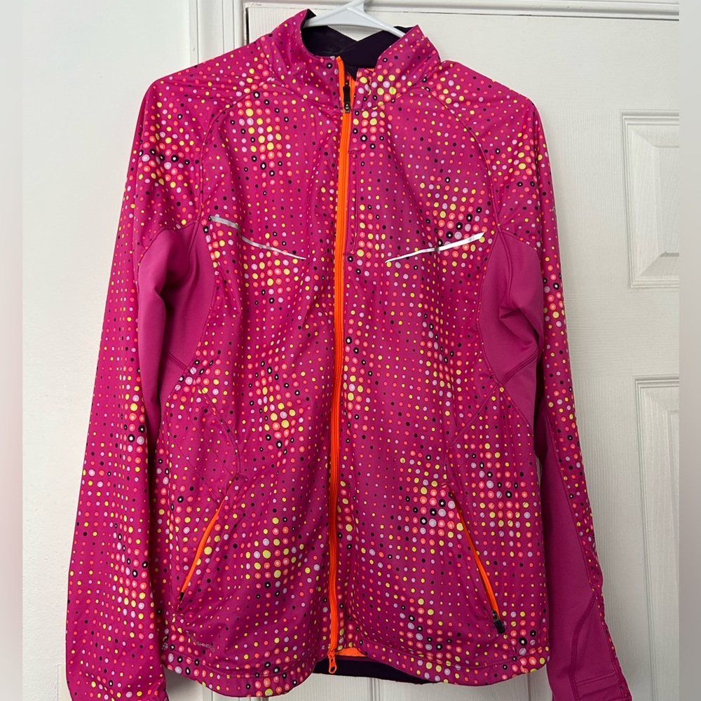 Saucony Women's Vibrant Pink Polka Dot running outdoor Jacket